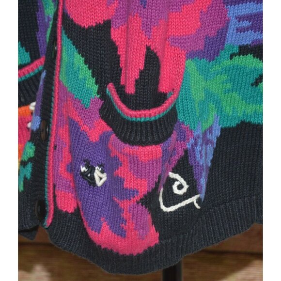 Vintage Jantzen Classics Cardigan Sweater Size XL Floral Hand Embroidered Granny - Picture 5 of 10